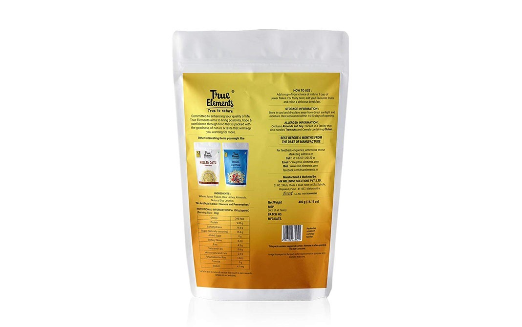 True Elements Jowar Flakes with Honey and Almonds   Pack  400 grams